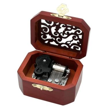 Imagem de Pursuestar Caixa de música de madeira esculpida antiga - Edelweiss, mecanismo de corda presentes musicais para amante, namorada, esposa, marido, aniversário, Natal, casamento, dia dos namorados