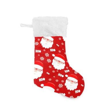 Imagem de ATTX Pacote com 2 meias de Natal de Papai Noel com punho de pelúcia branco - Decoração de Natal para presentes, meia de 43 cm (78)