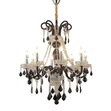 Imagem de Lustre pendente de cristal retrô de luxo estilo medieval europeu - Lustre sofisticado para sala de estar, sala de jantar e quarto (8 lâmpadas)