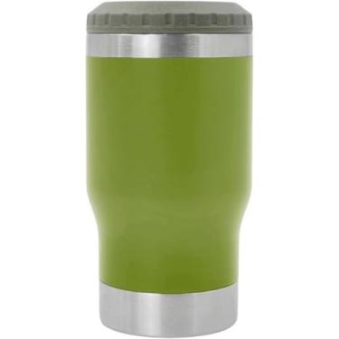 Imagem de Copo Térmico Multifuncional de Aço Inoxidável, Verde, 420ml, Porta Lata e Long Neck, com Tampa Rosqueável, Conservação 4h Gelado