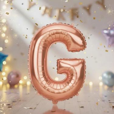 Imagem de Balões G grandes de ouro rosa de 81 cm, balões glphabet Mylar preenchidos com hélio para festas de aniversário e decorações de aniversário, suprimentos de decoração de festa em ouro rosa grande