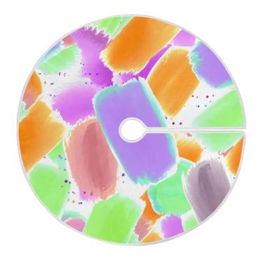 Imagem de Wassud Saia para árvore de Natal com laços seguros, pincel de aquarela de 90 cm, tapete festivo de árvore de Natal para festas de ano novo, decoração de casa