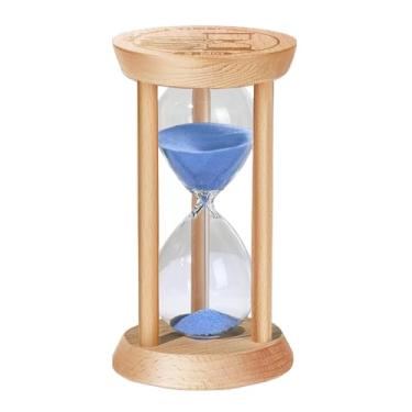 Imagem de SuLiao Temporizador de areia de madeira, ampulheta de 2 minutos, relógio de areia azul de madeira, relógio pequeno de 2 minutos, Reloj De Arena, escritório, decorativo, jogo, sala de aula, vidro para