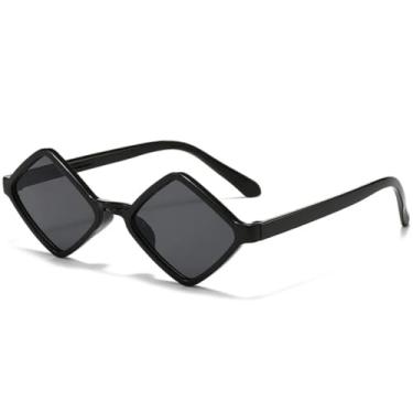 Imagem de Óculos de sol com armação pequena em formato de losango, feminino, masculino, fashion, personalidade, para dirigir, viagem, UV400 (preto, cinza)