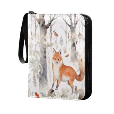 Imagem de Wassud Fichário de 4 bolsos, raposa e pássaros, comporta 400 cartões padrão, álbum TCG CCG MTG, presentes para colecionadores, meninos e meninas