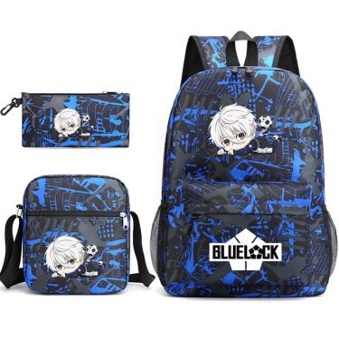 Imagem de Conjunto de mochilas Blues Locks Anime School, 3 peças com bolsa de ombro