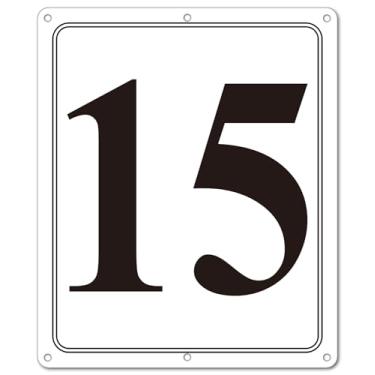 Imagem de i-CowFun Placa numerada de metal premium externa, refletiva de 30,5 x 25,4 cm, placas numeradas de alumínio grandes, 15 para estacionamento, quadra de tênis, campo, armazém, corredor, edifício, doca