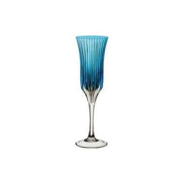 Imagem de Taça de champagne em cristal Strauss Overlay 225.107.150 190ml azul claro