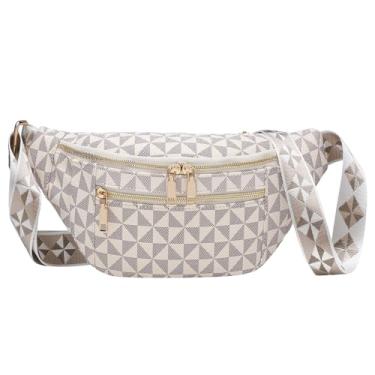 Imagem de LBiayion Pequena bolsa tiracolo feminina – Pochete de couro vegano com alça ajustável – bolsa de peito moderna para viagens, Cc - Branco, Small, Alça transversal moderna