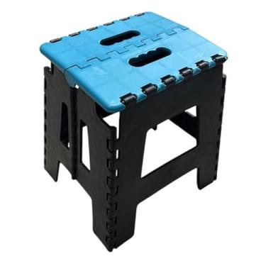 Imagem de Banqueta Dobrável Portátil Reforçada 100kg com Alça – Banco de Plástico PP para Casa, Camping e Pesca(Azul)