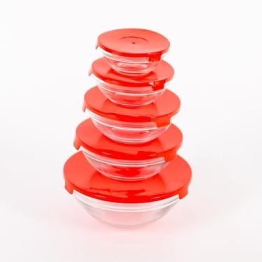 Imagem de Conjunto 5 Potes de Vidro com Tampa, Capacidades 120ml a 900ml, Empilhável, Sortido, para Armazenamento de Alimentos
