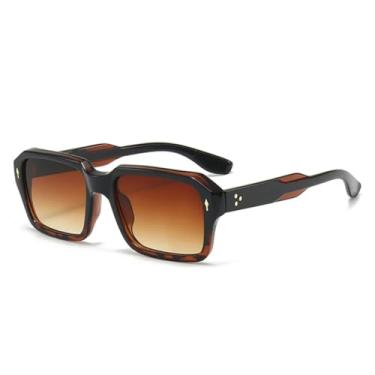 Imagem de Óculos de Sol Vintage Feminino Punk com Rebites, Lentes Transparentes com Degradê Oceano, Proteção UV400 (Estampa de Leopardo Preto)