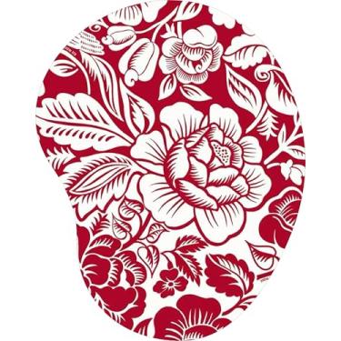 Imagem de Mouse Pad Ergonômico Gota Floral Branco e Vermelho Toile
