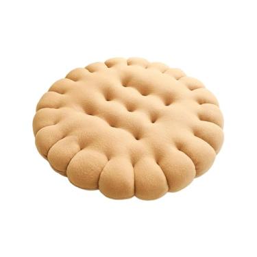 Imagem de Ｂｅｓｇａ Almofada em Formato de Biscoito para Chão, Confortável, Moderna E Decorativa, para Meditação, Almofada em Formato de Biscoito para Sofá, Sala de Estar, Redondo amarelo, Tamanho real