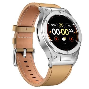 Imagem de MioHHR Pulseiras de couro para relógio com capa de aço inoxidável compatível com Google Pixel Watch 1/2/3 de 41 mm, pulseiras de substituição de couro genuíno para Google Pixel Watch mulheres e homens