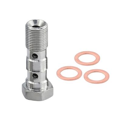 Imagem de LE LEFOSSI Cilindro mestre de freio de motocicleta M10 x parafuso banjo diagonal duplo de 1,25 mm compatível com Honda Yamaha Kawasaki Suzuki