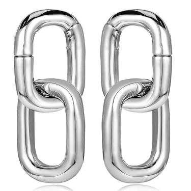 Imagem de DOEARKO 2 peças Fashion Hoops Ear Hanger Weights Ear Stretcher Tunnels Plugs Gauges Expansores Piercing Body Jewelry (06 mm (2G) - Corrente Prata)