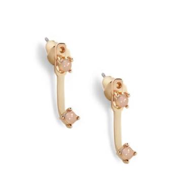 Imagem de Mint & Lily Brincos femininos com pingente de pedra do mês de nascimento – banhado a ouro 18 K sobre aço inoxidável, presente elegante para mulheres, 14mm, Aço inoxidável, Sem pedra preciosa