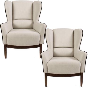 Imagem de Kit 02 Poltronas Milena D02 Algodão Poliéster Bege C-392