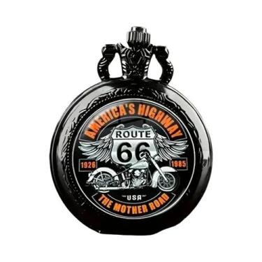 Imagem de Relógio De Bolso Cool Motocicleta Route 66 Para Homens E Crianças Movi