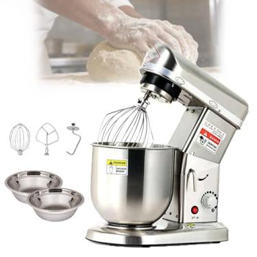 Imagem de Batedeira Comercial,500w MáQuina Para Misturar Farinha,Ajuste De Velocidade ContíNuo Em 3níVeis,Inclui Batedor De AçO InoxidáVel,Pá Misturadora E Gancho Para Massa Para Cantinas
