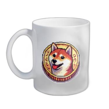 Imagem de Caneca Xícara de Café Porcelana 300ml Com Desenho De Cachorro Shiba Inu Pixel Art