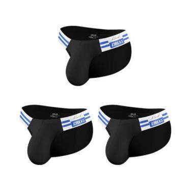 Imagem de Cuecas Masculinas De Algodão Listradas Azul Marinho, Modelo Biquíni Tr