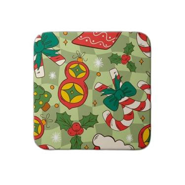 Imagem de Ladrilho Decorativo de Cerâmica Natalino com Estampa de Bastões de Doces e Meias