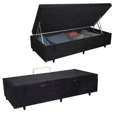 Imagem de Base Box Baú Casal Suede Preto (42x138x188) - SPR Confort