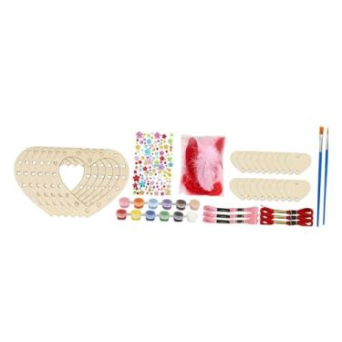 Imagem de RNXRZANK Sino de Vento em Forma de Coração, Feito à Mão, Placa de Madeira com Pincel, Pingente para Decoração de Jardim, Presente de Aniversário para Meninas e, Style B