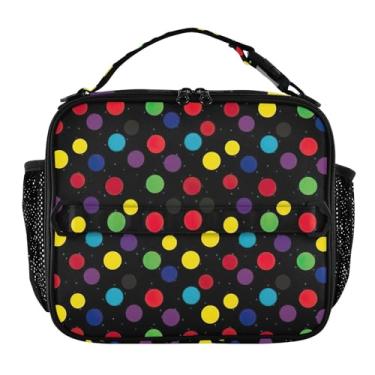 Imagem de Joisal Lancheira colorida de bolinhas pretas para mulheres, meninas, lancheira masculina e infantil, lancheira para trabalho e alimentos macios, isolada para escola