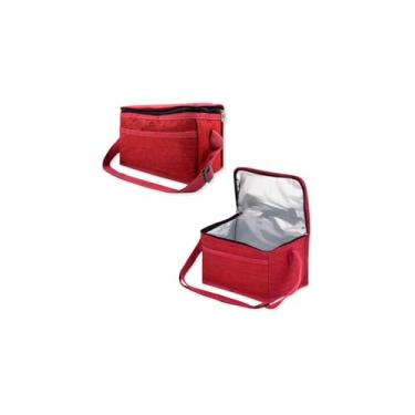 Imagem de Marmita Dupla com Talheres Inox, Vermelho, 1,3 Litros, Polipropileno, Livre de BPA, 2 Potes Empilháveis com Trava, Divisória Móvel