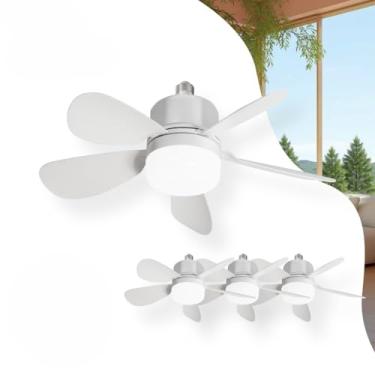 Imagem de Ventilador de Teto com Controle Remoto 3 em 1 – Iluminação Ajustável e 3 Velocidades | Soquete E27 Incluso(KIT 4)