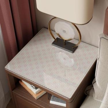 Imagem de Capa à prova d'água para mesa de cabeceira floral, toalha de mesa de cabeceira de plástico, pequena capa de mesa lateral para quarto, toalha de mesa de vinil limpável, PVC, decoração de casa, rosa