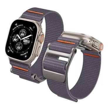 Imagem de Pulseira De Nylon Presilha 123-ny-03 Compativel Com Apple Watch Ultra 1 2 e 3 Iwatch Serie 10 9 8 7 6 5 4 3 2 1 Se 44mm 45mm 46mm 49mm (Cinza)