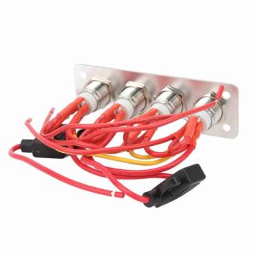 Imagem de Cryfokt Painel de Interruptor para Barco Rv, 4 Gang, Painel Liga/desliga, de Controle de Luz Azul para Veículos Marinhos, Material de Alumínio e Aço Inoxidável