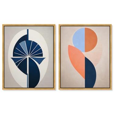 Imagem de Conjunto de 2 arte de parede de sala de estar com impressão em tela Glamour dourada da Art Remedy, moldura dourada, 40,6 x 50,8 cm