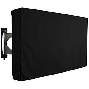 Imagem de Capa de TV externa à prova d'água protetor universal para aparelhos de televisão de plasma LED LCD serve na maioria dos suportes e suportes com bolso de controle remoto, preto, 152 a 65 polegadas