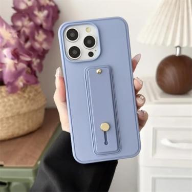 Imagem de IRTGFG Capa de celular colorida com suporte para pulseira e proteção contra quedas para iPhone 16 Pro (roxo escuro)