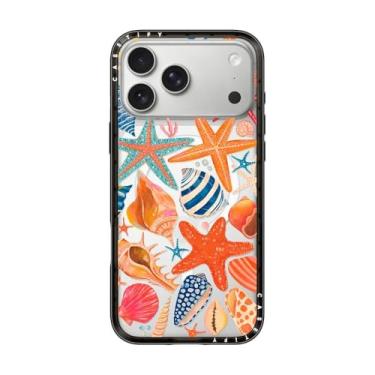 Imagem de CASETiFY Capa compacta para iPhone 17 Pro Max [fina e elegante/compatível com Magsafe/1,2 m. Proteção contra quedas de nível militar] - Conchas do mar - Preto transparente