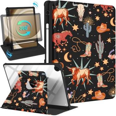 Imagem de Uppuppy Capa para Samsung Galaxy Tab A9+ - Capa inteligente com suporte giratório de 360 graus com suporte para lápis para mulheres e meninas, capa para tablet Samsung A9 Plus de 11 polegadas, SM-X210