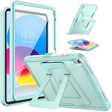 Imagem de DTTO Capa para iPad (A16) 11ª geração 2025, iPad 10ª geração 2022, [suporte estável] com protetor de tela integrado, capa protetora fosca resistente, verde