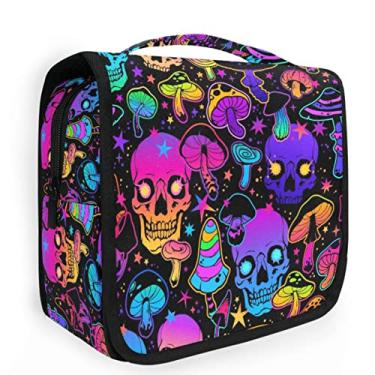 Imagem de Bolsa de Higiene Pessoal Suspensa Esqueleto com Borboleta Chama Bolsa de Maquiagem de Viagem para Artigos de Higiene Pessoal Portátil Organizador de Artigos de Higiene Pessoal Bolsas Cosméticas com