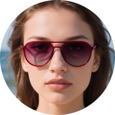 Imagem de Óculos de sol aviador para mulheres e homens, armação unissex clássica para viagens de negócios, viagens e uso diário, Vermelho