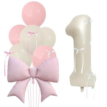 Imagem de Balão grande com número de laço rosa para aniversário com fita de seda para meninas decorações de festa DIY - ROSA - 3