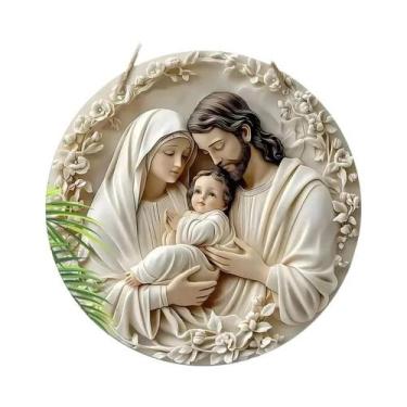 Imagem de Ornamento Clássico De Presépio De Madeira 20cm Para Pendurar Na Parede