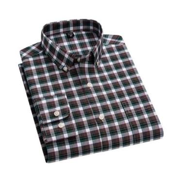 Imagem de Camisa Oxford Slim Fit Masculina De Manga Longa 100% Algodão Luxuosa C