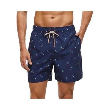 Imagem de Bermuda De Praia Masculina Com Estampa De Plumas Em Gradiente Colorido