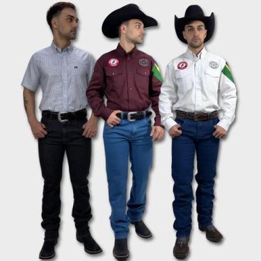 Imagem de Calça Country Masculina Jeans Com Elastano Oklahoma Country, Azul, Cla