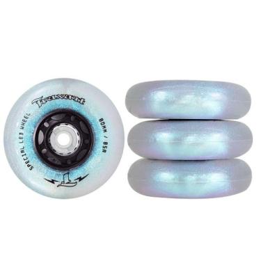 Imagem de Jogo de Rodas Traxart LED Special Glitter Azul Holográfica 80mm/85A